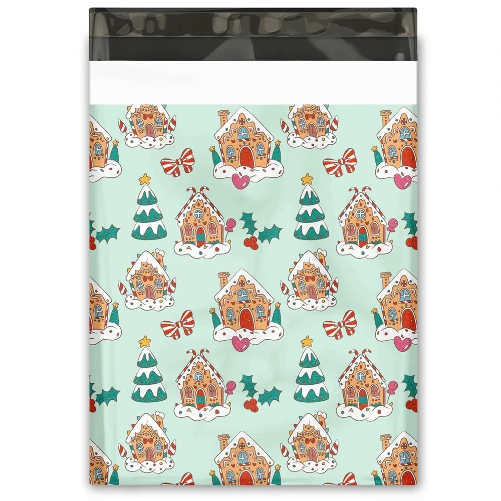 Christmas Gingerbread Houses Poly Mailers 10x13 Pack of 25